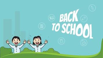 kids characters on back to school background, vector illustration of student. good to use for poster, banner and ads