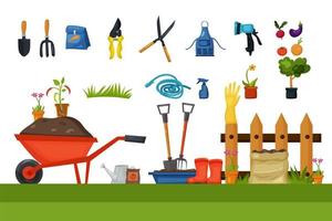 concept of gardening garden tools banner equipment vector