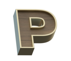 A 3d rendering image of golden mixed with wooden alphabets png