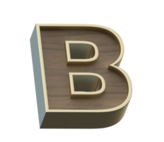 A 3d rendering image of golden mixed with wooden alphabets png