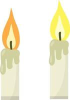 Candle with fire. flame with wick. Wax object for lighting. vector