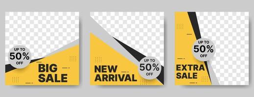 fashion sale banner design template for social media post with yellow and black.vector illustration vector