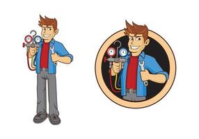 HVAC logo character design illustration vector