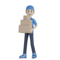 3d Isolated Courier in blue uniform png