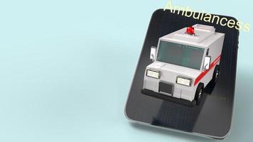 ambulance car  and tablet  3d rendering for  health care  applications. photo