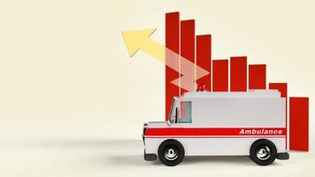 ambulance car and chart  3d rendering for  health care content. photo