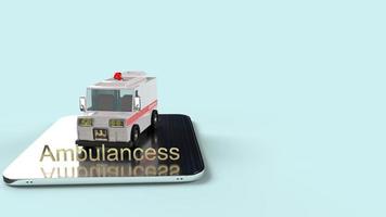 ambulance car  and tablet  3d rendering for  health care  applications. photo