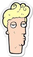 sticker of a cartoon bored mans face vector