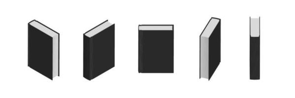 Set of closed black books in different positions for bookstore vector