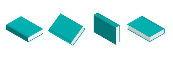 Set of closed green menthol books in different positions for bookstore vector