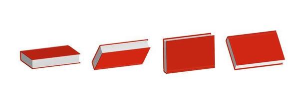 Set of closed red books in different positions for bookstore vector