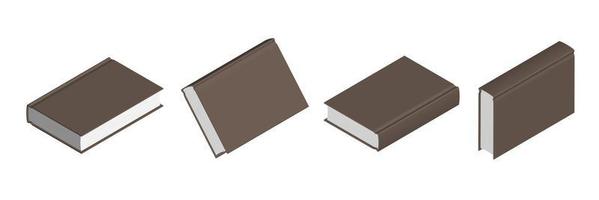 Set of closed brown books in different positions for bookstore vector