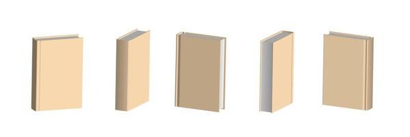 Set of closed beige books in different positions for bookstore vector