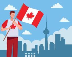 man waving canada flag scene vector