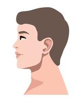 young man profile character vector