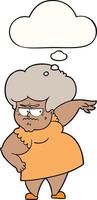 cartoon angry old woman and thought bubble vector