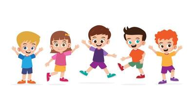 Group of children welcoming together and smiles vector illustration