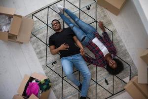 Top view of attractive young African American couple photo