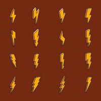 Cartoon Lightning Icons Set. Vector Illustration