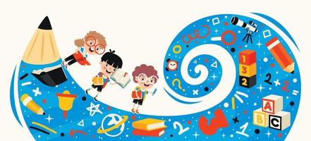 Education Concept With Cartoon Character vector