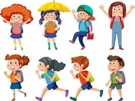 Children doing different activities set vector