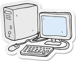 sticker of a cartoon computer vector