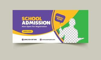 School Admission Cover and Web Banner Template, Back to School Social Media Cover Template vector