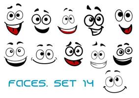 Cartoon faces with happiness and joyful expressions vector