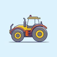 Flat design Tractor, excavator collection vehicle cartoon. building transportation isolated vector