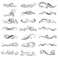 Calligraphic swirl border elements vector