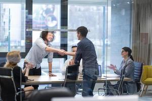 cloasing the deal in modern office interior photo