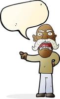 cartoon angry old man with speech bubble vector