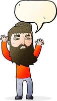 cartoon bearded man waving arms with speech bubble vector