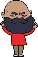 cartoon man with beard frowning vector