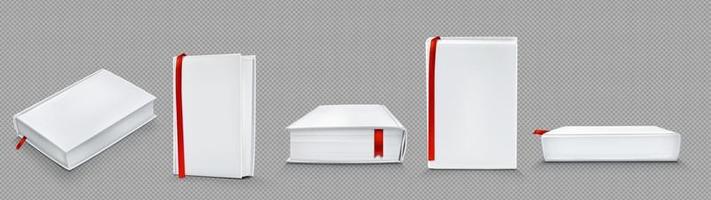 Mockup of blank paper books with white cover vector