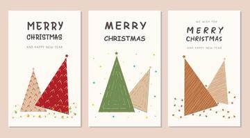 Merry Christmas and Happy New Year greeting cards. vector