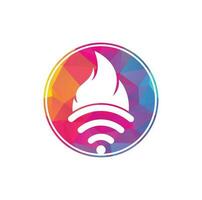 Fire and wifi logo combination. Flame and signal symbol or icon. vector