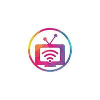 Tv and wifi logo combination. Television and signal symbol or icon. Unique media and radio logo vector