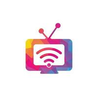 Tv and wifi logo combination. Television and signal symbol or icon. Unique media and radio logo vector