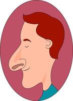 Man with big nose, illustration, vector on white background.