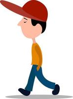 Walking boy, illustration, vector on white background.