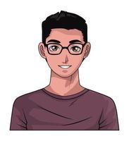 young man wearing eyeglasses vector