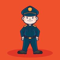 Hand drawn children cartoon activities of policeman. vector