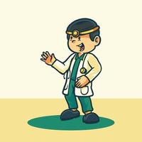 Hand drawn Children cartoon activities as a doctor. vector