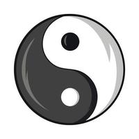 Yin and yang symbol icon, cartoon style vector