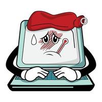 Sick Computer Cartoon vector