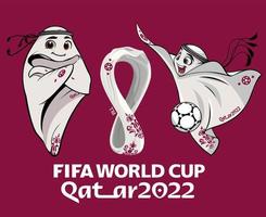 Mascots Fifa World Cup Qatar 2022 With official Logo Symbol And Bllon Champion Design Vector Abstract Illustration