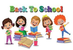 back to school cute and happy students are in class vector