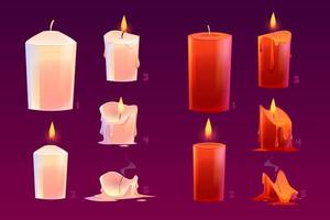 Cartoon candles burning motion sequence animation vector