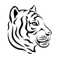 Tiger head ink illustration. Stylized vector illustration. Oriental zodiac symbol. Tiger face